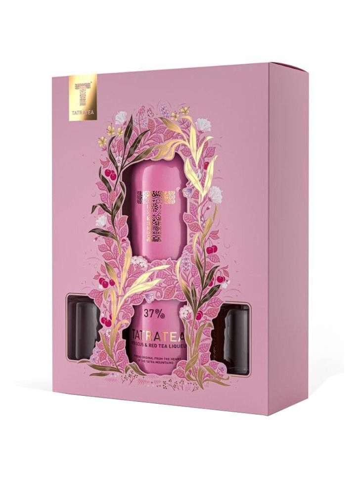 Tatratea Hibiscus & Red Tea liquer + 2 Glasses 0,7l  37%