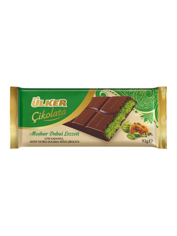 Dubai Ülker Milk Chocolate with Kunafa pistachio paste filling  93 g