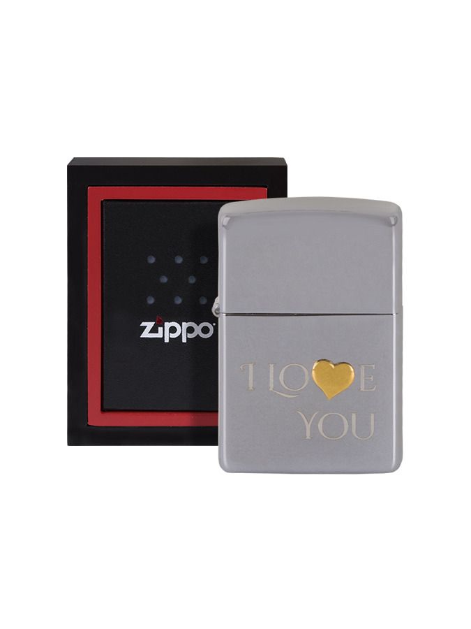 ZIPPO chrom poliert Emlem Herz "I love YOU"